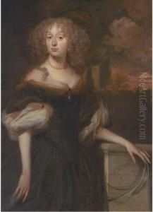 Portrait Of A Lady, Standing Three-quarter-length, Wearing A Pearl Necklace Portrait Of A Lady, Standing Three-quarter-length, Wearing A Pearl Necklace