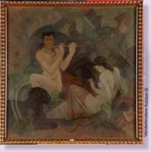 Faune Jouant De La Flute A Une Jeune Fille