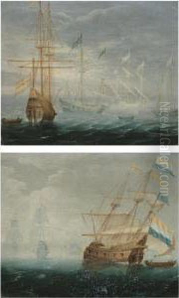 Dutch And Spanish Ships On Calm Seas - view 1