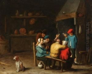 Making Merry - An Interior Tavern Scene by Thomas Van Apshoven