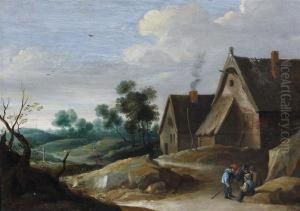 Paysans Discutant Devant Une Ferme by Thomas Van Apshoven
