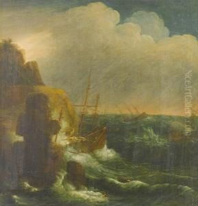 A Shipwreck On A Rocky Coast by Andries Van Eertvelt