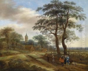 A Wide Landscape With Travellers by Pieter Jansz. van Asch