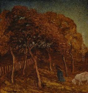 Female Farmer With A Goat by Cornelis Albert Van Assendelft