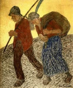 Landbouwers Paar. Gesigneerd by Cornelis Albert Van Assendelft