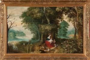 La Sainte Famille Dans Un Paysage Printanier