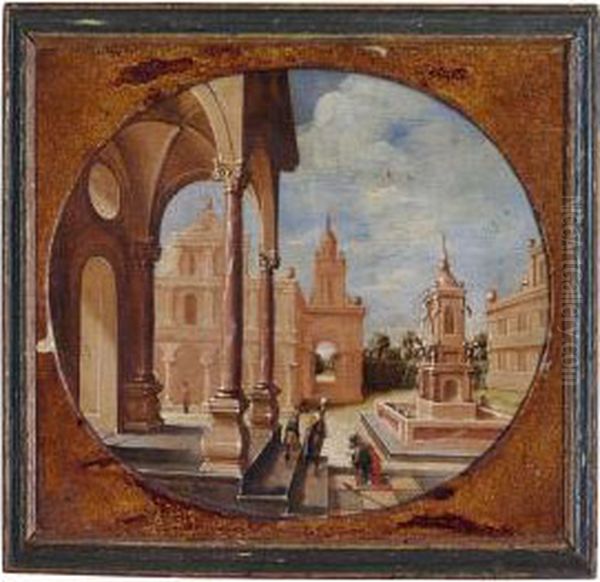 A Pair Of Palace Exteriors With Baroque Architecture Anddignified Persons - view 1