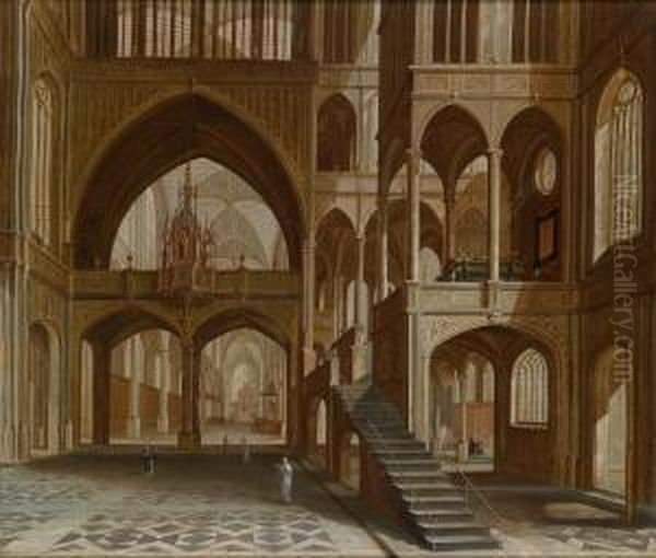 Interno Di Chiesa Con Figure - view 1