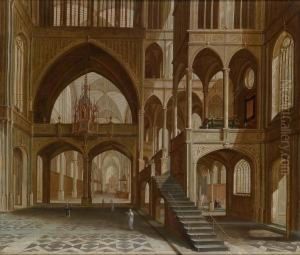 Interno Di Chiesa Con Figure by Bartholomeus Van Bassen