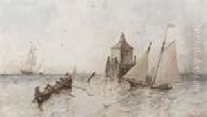 Heavy Seas Off A Lighthouse by Albert Van Beest
