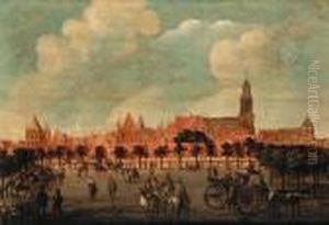 Figures In A Park, Possibly Delft by Sybrand Van Beest