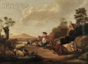 Hirtin Mit Eine Herde by Jacob Gerritz Van Bemmel