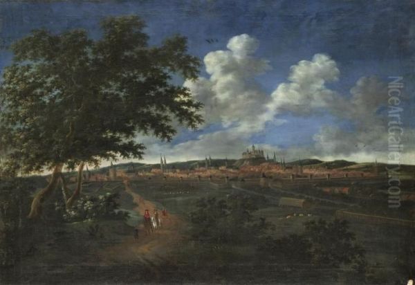 A Panoramic View Of Nuremburg With Riders In The Foreground - view 1