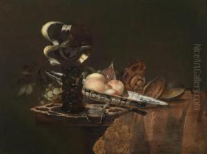 Banketje With A Wan-li Dish Withpeaches by Gerard Van Berleborch