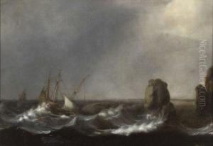 Bateau De Peche Sur Une Mer Agitee