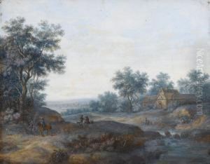 Landscape With Peasants by Henri Joseph Van Blarenberghe