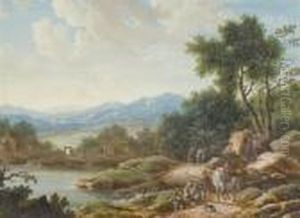 Pair Of Drawings: Riverlandscapes by Jacques Willem Van Blarenberghe