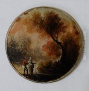 Figures On A Wooded Rural Lane by Jacques Willem Van Blarenberghe