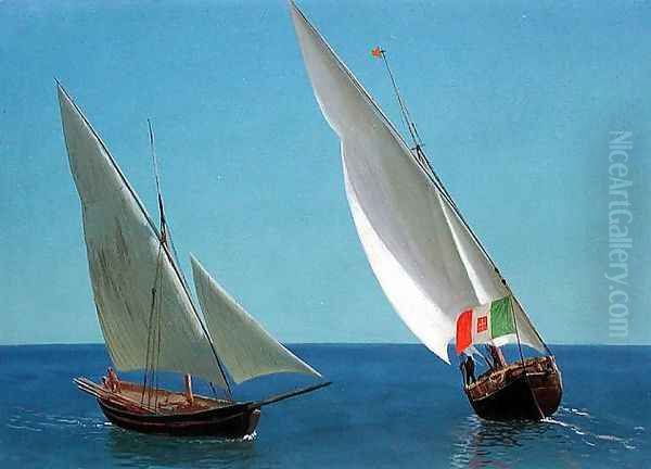 Sailing vessels off Capri - view 1