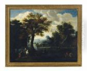 Travellers Crossing The River by Jan Frans Van Bloemen (Orizzonte)