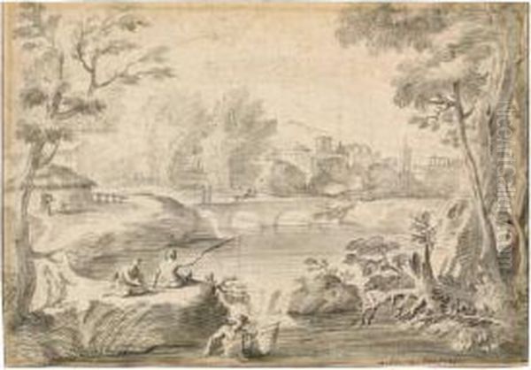 A Landscape With Fishermen In The Foreground - view 1