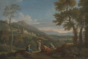 A Classical Landscape With Peasants In The Foreground by Jan Frans Van Bloemen (Orizzonte)