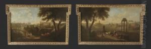 A Panoramic View Of Rome With The Campo Vaccino by Jan Frans Van Bloemen (Orizzonte)
