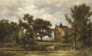 Figures By The Manor House 's Heeraartsberg by Jan Willem Van Borselen