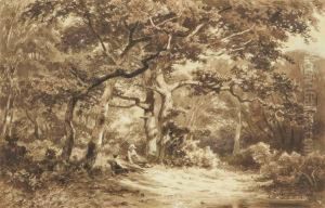 Children Playing In The Forest by Jan Willem Van Borselen