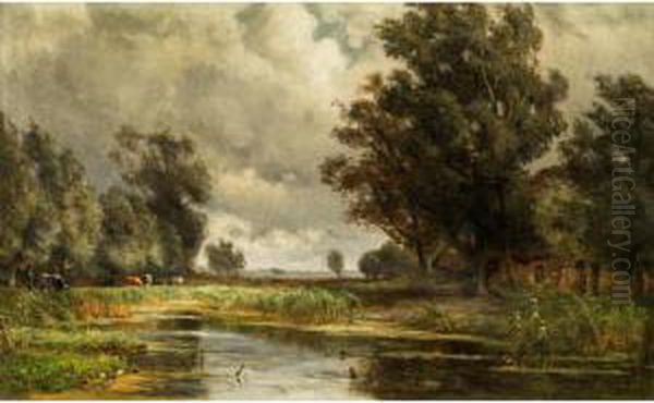 Hirte Mit Rindern Inbaumlandschaft - view 1