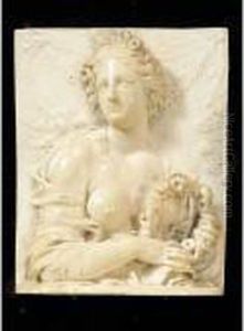 An Ivory Relief Allegorical Of Spring by Francis Van Bossuit