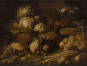 L'automne: Nature Morte Aux Choux, Celeris, Raisins Et Gibier by Pieter Van Boucle
