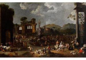 Grosses Hirtenfest In Antiker Ruinenlandschaft by Peeter van Bredael