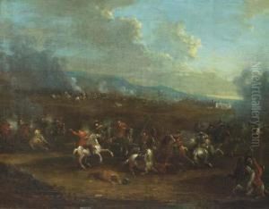 A Cavalry Skirmish by Peeter van Bredael