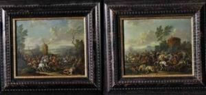 Escarmouche D'un Cavalier Devant Un Moulin Et L'attaque D'unconvoi by Jan Peeter Van Bredael D. J.