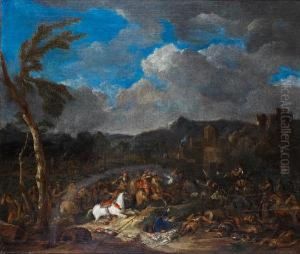 A Cavalry Skirmish by Jan Pieter Van Bredael I