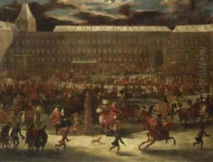 A Sledge Carousel In The Courtyard Of The Hofburg, Vienna In Thereign Of Leopold I by Joseph van Bredael
