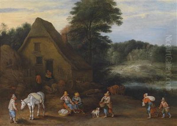 Landscape With Peasants Preparing For Market - view 1