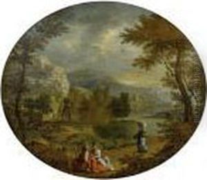 Figures In An Italianate Landscape by Pieter Van Bredael