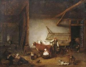Peasant Idyll In A Barn.