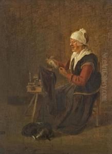 Alte Frau Amspinnrad by Quiringh Gerritsz. van Brekelenkam