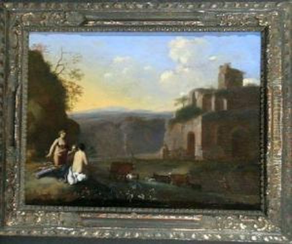 Huntresses And Cattle In A Classical Landscape - view 1
