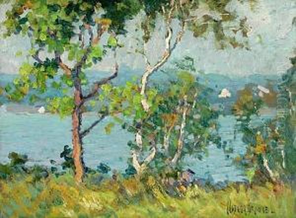 A Lake Viewed Through Trees; Sheep On Ahillside (2) - view 1
