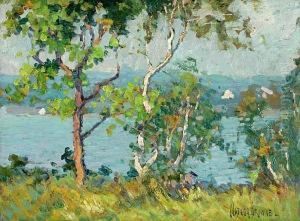 A Lake Viewed Through Trees; Sheep On Ahillside (2) by Matilda Wyck Van Browne