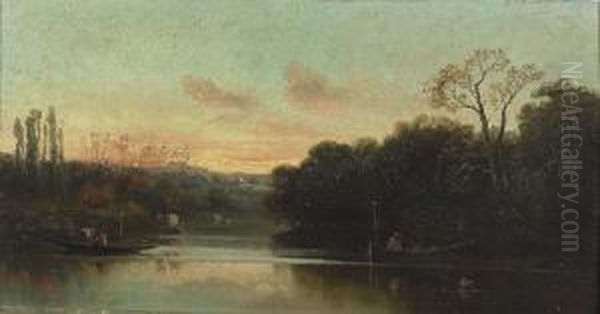 Flusslandschaft In Der Abenddammerung. - view 1