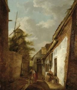A View Of A Small Street by Hermanus Van Brussel