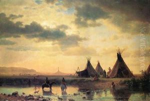 View of Chimney Rock, Ogalillalh Sioux Village in Foreground