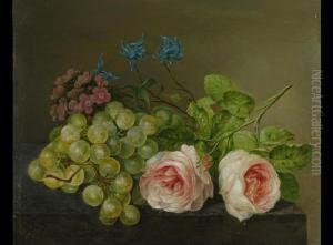 Stillleben Mit Rosen,
 Blumen Und Weintrauben by Paul-Theodor Van Brussel