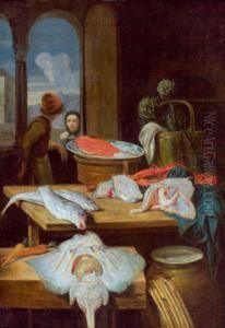 Nella Bottega Di Un Pescivendolo by Jan Van Buken