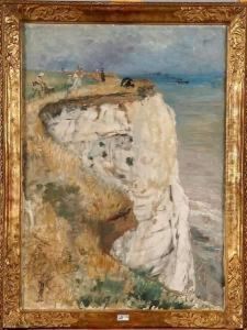 Elegantes Sur La Falaise A Etretat by Camille Van Camp